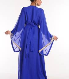 Royal Blue Embroidered Georgette Islamic Kaftan