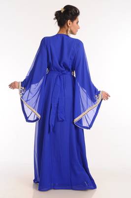 Royal Blue Embroidered Georgette Islamic Kaftan 2