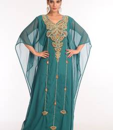 Sea Green Embroidered Georgette Islamic Kaftan