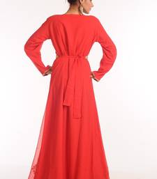 Red Embroidered Georgette Islamic Kaftan