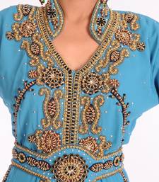 Powder Blue Georgette Zari Work Kaftan