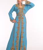 Powder Blue Georgette Zari Work Kaftan