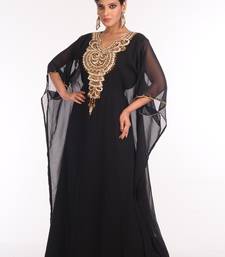 Black Embroidered Georgette Islamic Kaftan