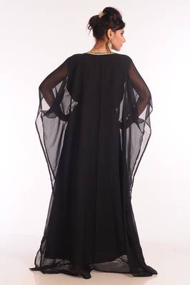 Black Embroidered Georgette Islamic Kaftan 3