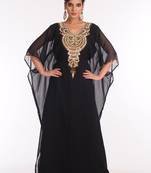 Black Embroidered Georgette Islamic Kaftan