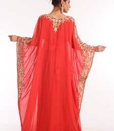Red Embroidered Georgette Islamic Kaftan