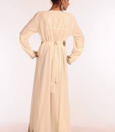 Cream Embroidered Georgette Islamic Kaftan