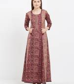 Maroon printed cotton kurtis