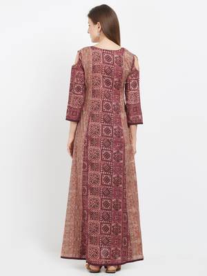 Maroon printed cotton kurtis 4