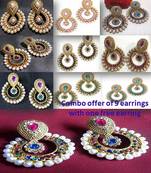 Combo Offer Of 9 Polki Earrings with Free Earring