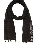 Black cotton net self design stole and dupattas