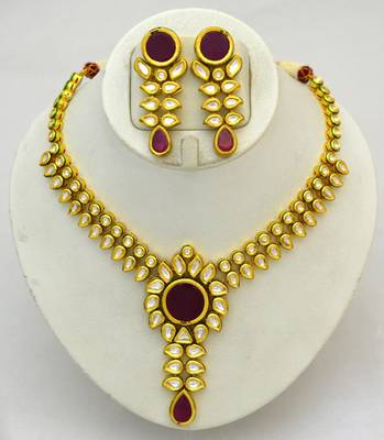 Jadau Uncut Polki Ruby Necklace Set 1
