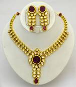 Jadau Uncut Polki Ruby Necklace Set
