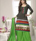 black embroidered chanderi unstitched palazzo salwar with dupatta