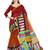 Red printed art silk saree with blouse