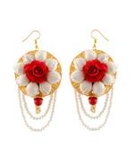 White Red Pearl Foam Flower Earring