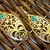 GOLDEN LEAF FIROZI DANGLER EARRING