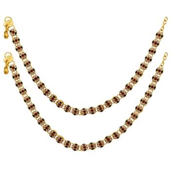 Maroon & Green Color Kundan Kundan Anklets 1