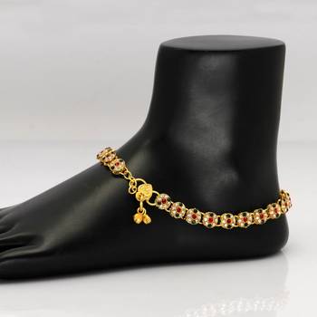 Maroon & Green Color Kundan Kundan Anklets 2