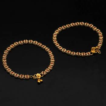 Maroon & Green Color Kundan Kundan Anklets 3
