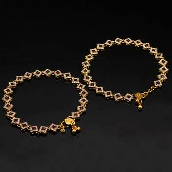 Maroon & Green Color Kundan Kundan Anklets 3