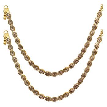 White Color Kundan Kundan Anklets 1