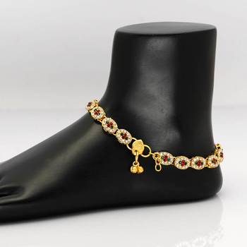 Maroon & Green Color Kundan Kundan Anklets 2