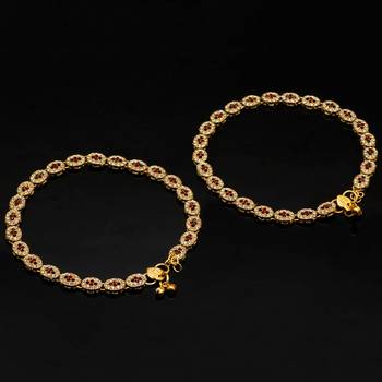 Maroon & Green Color Kundan Kundan Anklets 3
