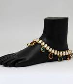 Maroon & Green Color Kundan Kundan Anklets
