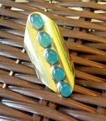 GOLDEN LONG FIROZI STONE RING