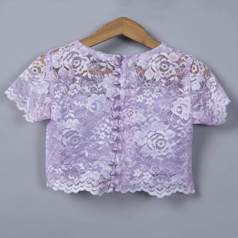 Purple art tafetta skirt top with net frill jacket