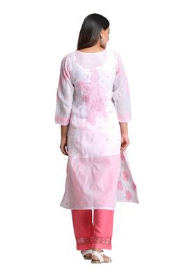 White Embroidered Cotton Chikankari Kurti 3