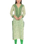 Green Embroidered Georgette Chikankari Kurti