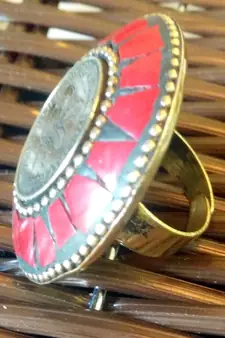 TIBETAN GOLDEN COIN ETHNIC RING