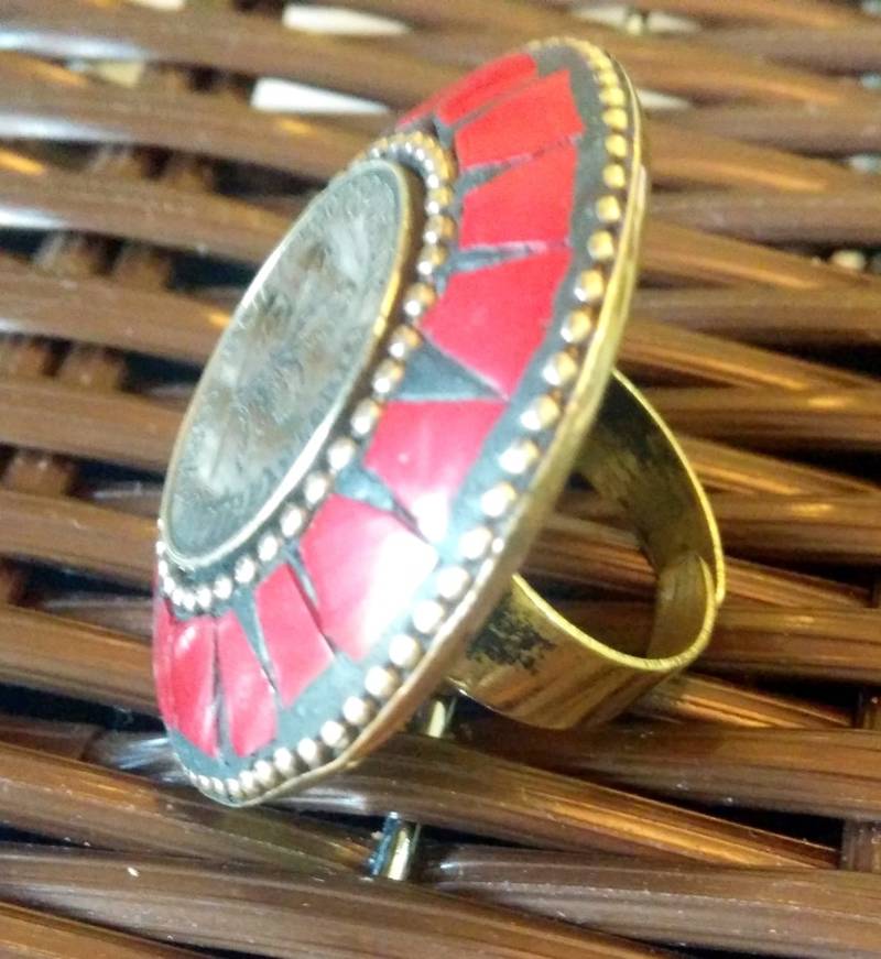 TIBETAN GOLDEN COIN ETHNIC RING