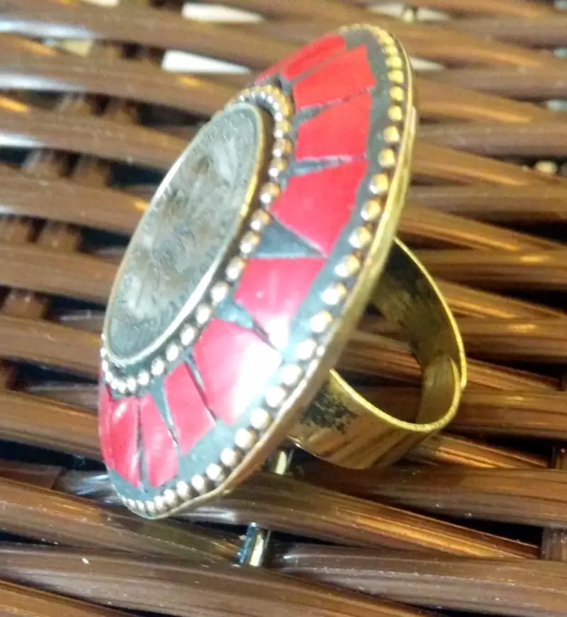 TIBETAN GOLDEN COIN ETHNIC RING