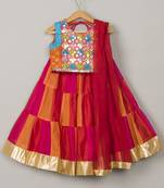 Chanderi mirror work lehenga blouse