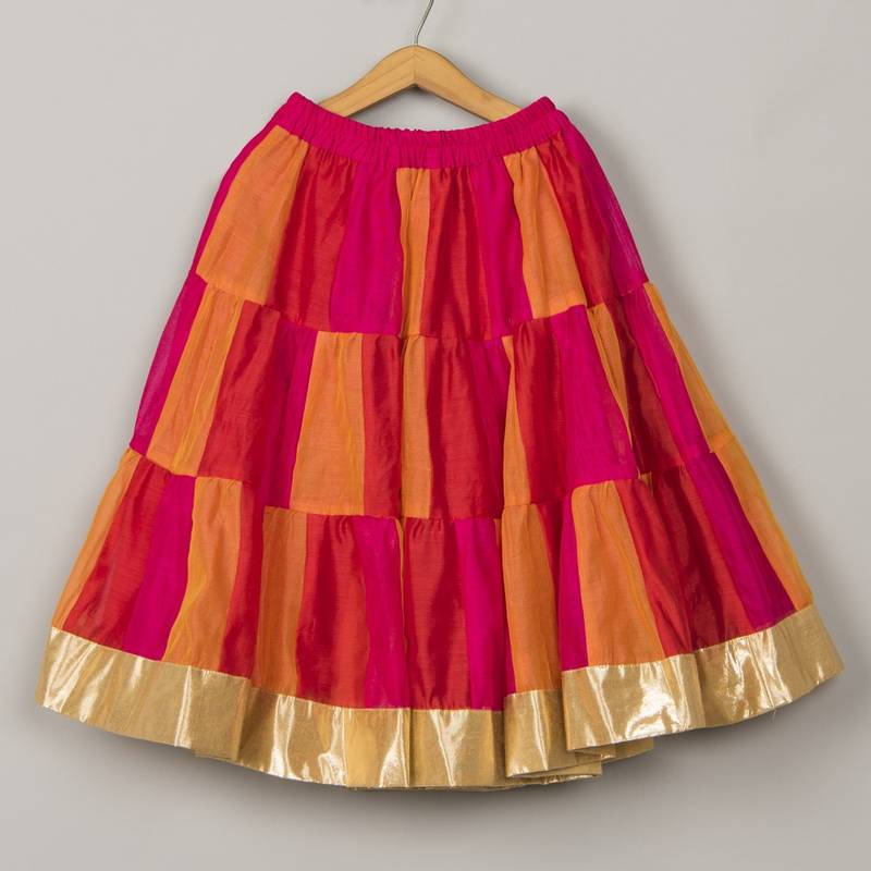 Chanderi mirror work lehenga blouse