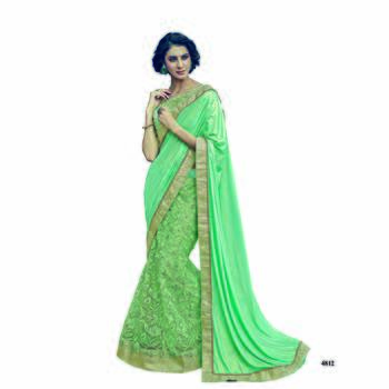 Green Embroidered Lycra Saree With Blouse 1