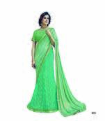 Green Embroidered Lycra Saree With Blouse