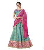 Blue Color Silk Designer Semi  Stitched Lehenga Choli