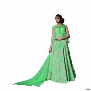 Green Embroidered Silk Semi Stitched Lehenga With Dupatta 1
