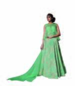 Green Embroidered Silk Semi Stitched Lehenga With Dupatta