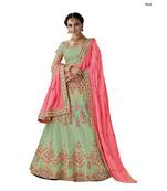 Green Color Silk Designer Semi  Stitched Lehenga Choli