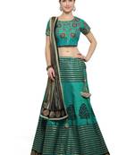 Green Color Silk Designer Semi  Stitched Lehenga Choli