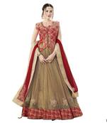 Beige Color Net Designer Semi  Stitched Lehenga Choli