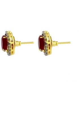 M Creation Gold-plated Multi-color 5 In 1 Interchangeable Stud Earrings For Women/girls(ET047_OVAL) 3