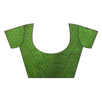 Green printed tussar silk saree with blouse 5