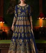 Blue Embroidered Georgette Anarkali Salwar Kameez Wtih Dupatta