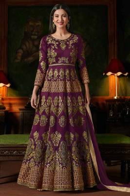 Purple Embroidered Georgette Anarkali Salwar Kameez Wtih Dupatta 1